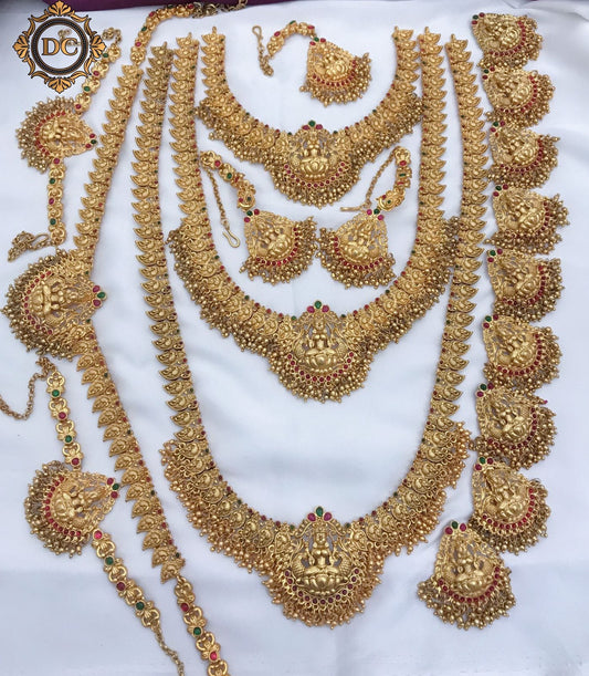 Nakshi Full temple bridal set with gold drops